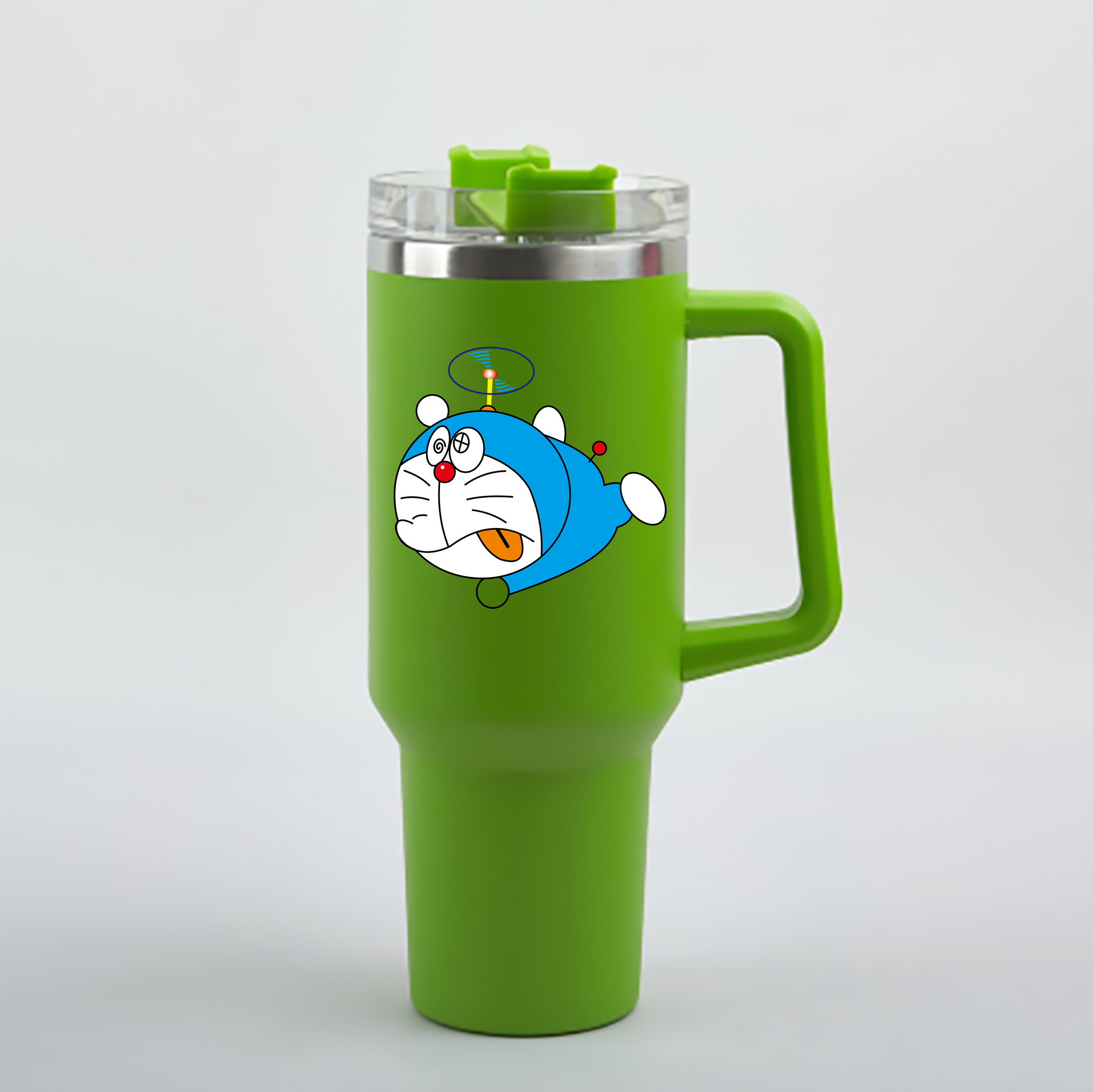 （画像用） ドラえもん Doraemon 1200mL車用タンブラー - クリスタルステッカー（プラスチックストロー付き）